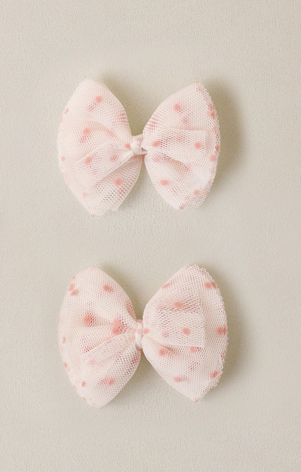 FLUTTER TULLE CLIPS PINK DOTS