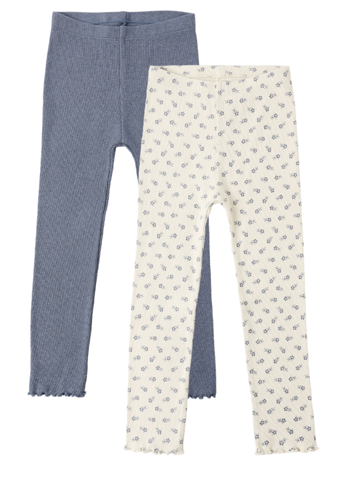 RIBBED LEGGING SET NATURAL BLUE DITSY, HEATHERED MARINE