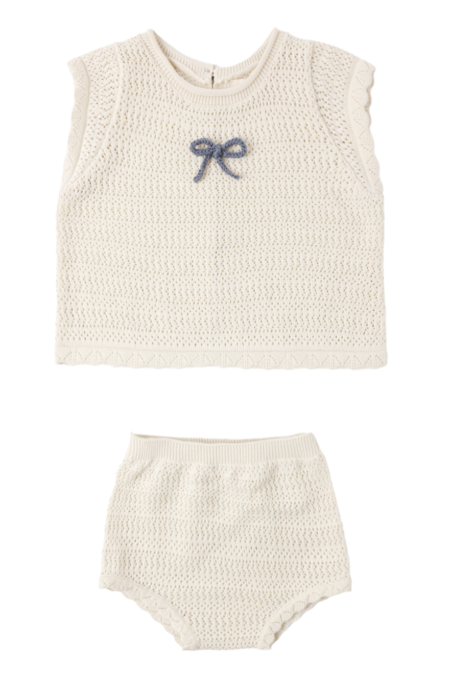 SCALLOP KNIT BABY SET NATURAL