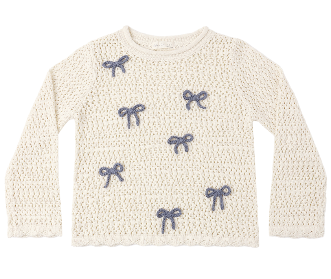 CROCHET KNIT PULLOVER BOWS