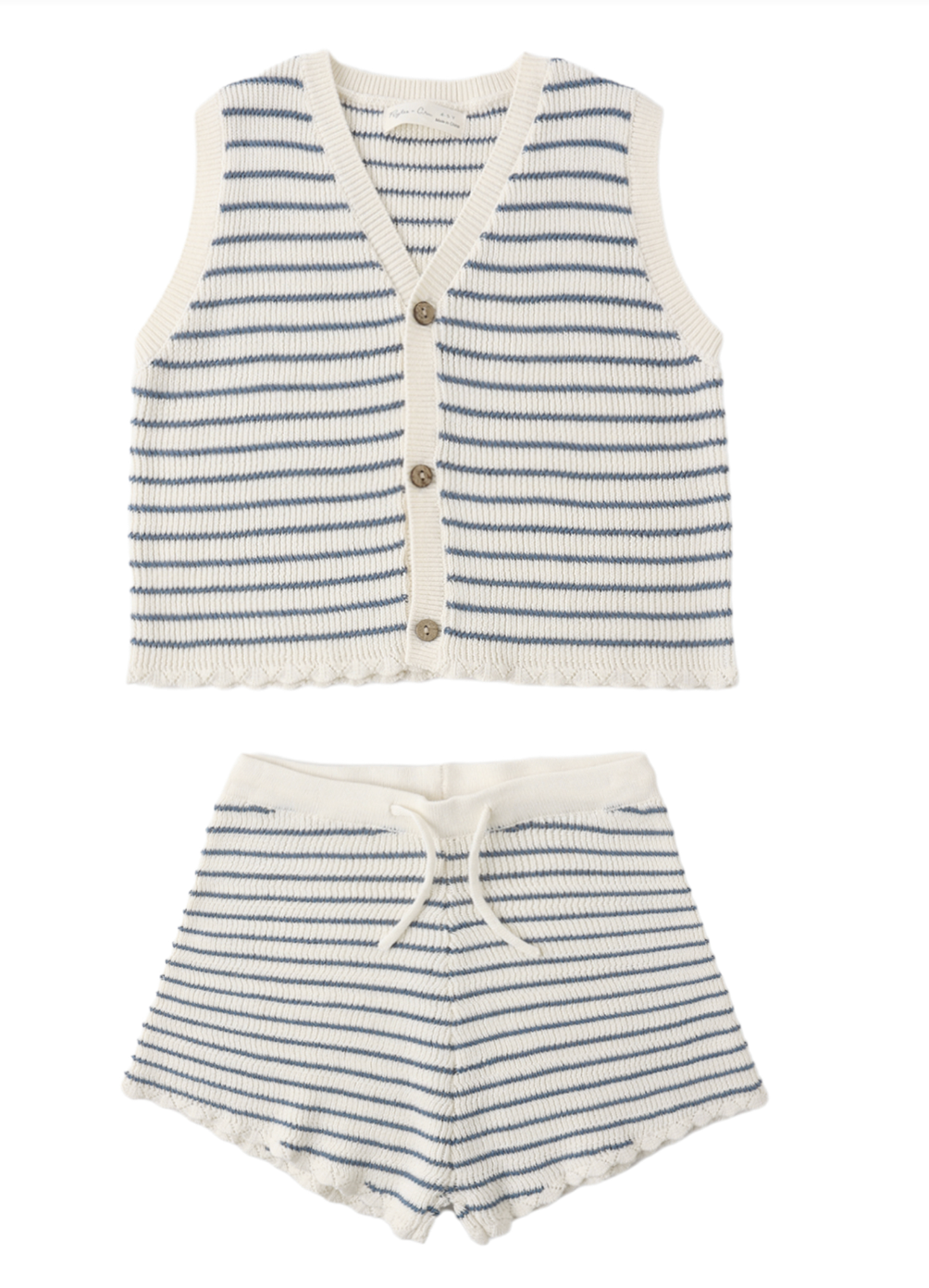 KNIT VEST SET MARINE STRIPE