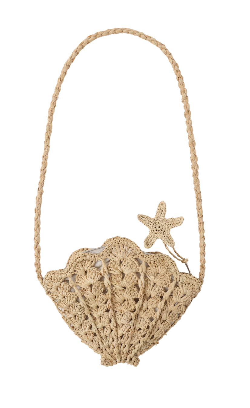 SHELL PURSE STRAW