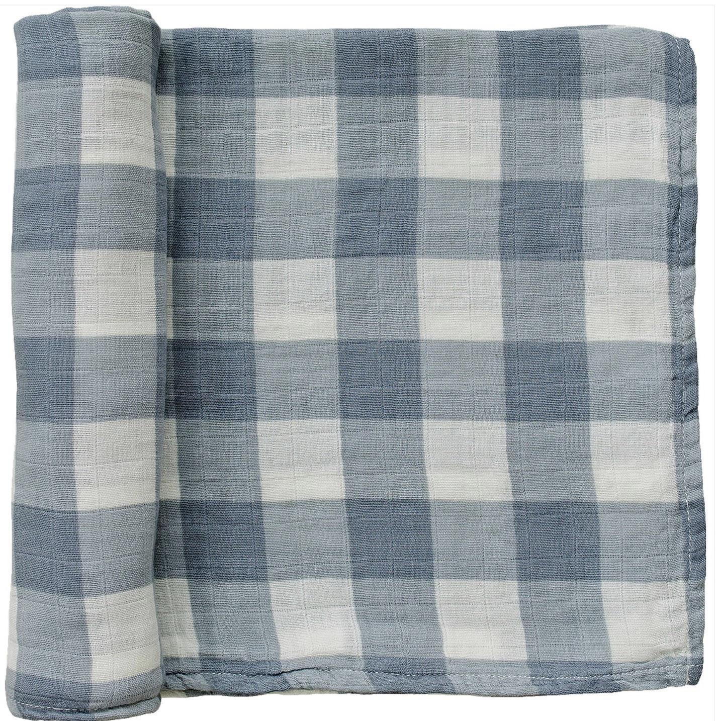 Dusty Blue Gingham Muslin Swaddle Blanket
