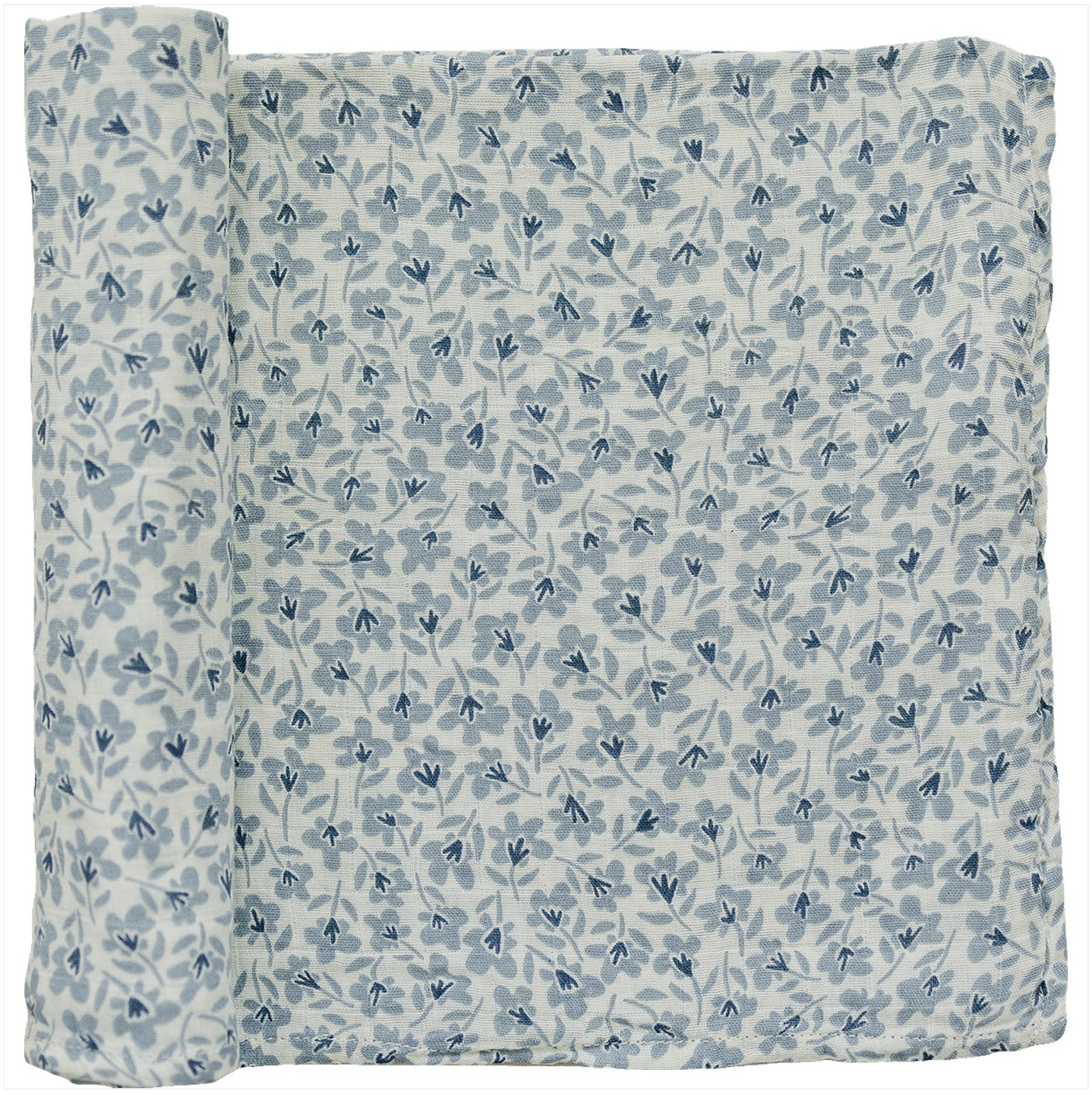 Blue Blossom Muslin Swaddle Blanket