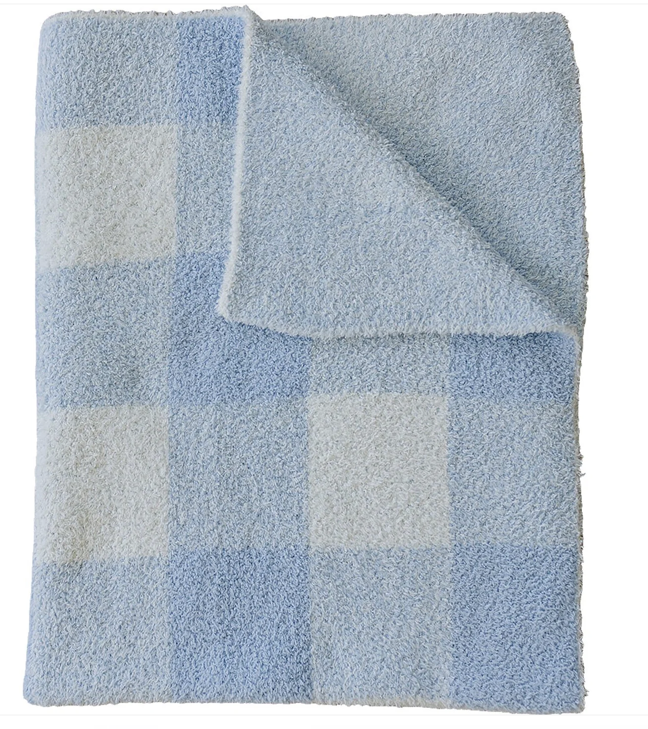 Light Blue Plaid Plush Lovey Blanket