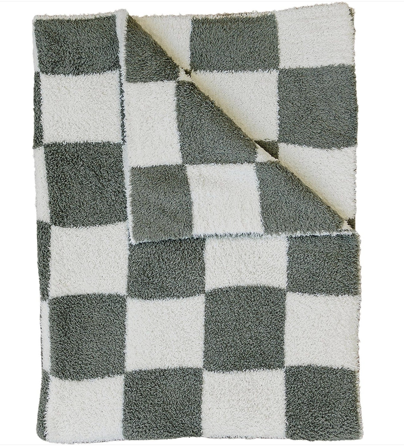 Green Checkered Plush Lovey Blanket