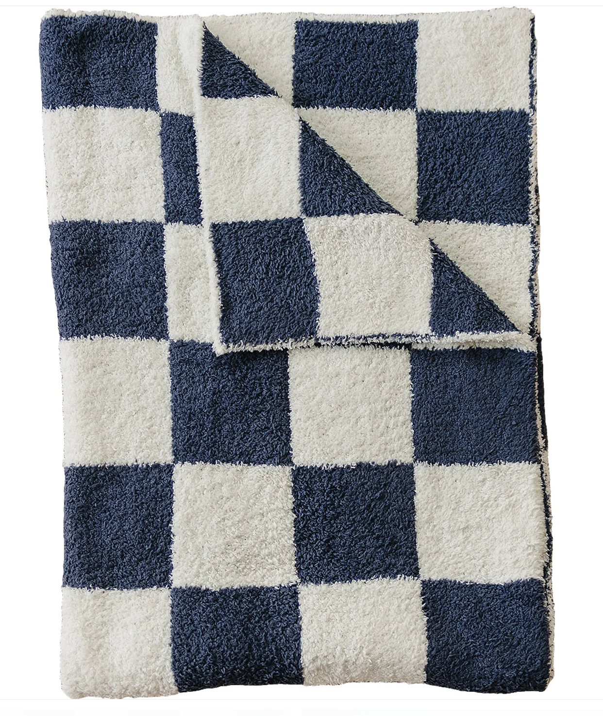 Navy Checkered Plush Lovey Blanket