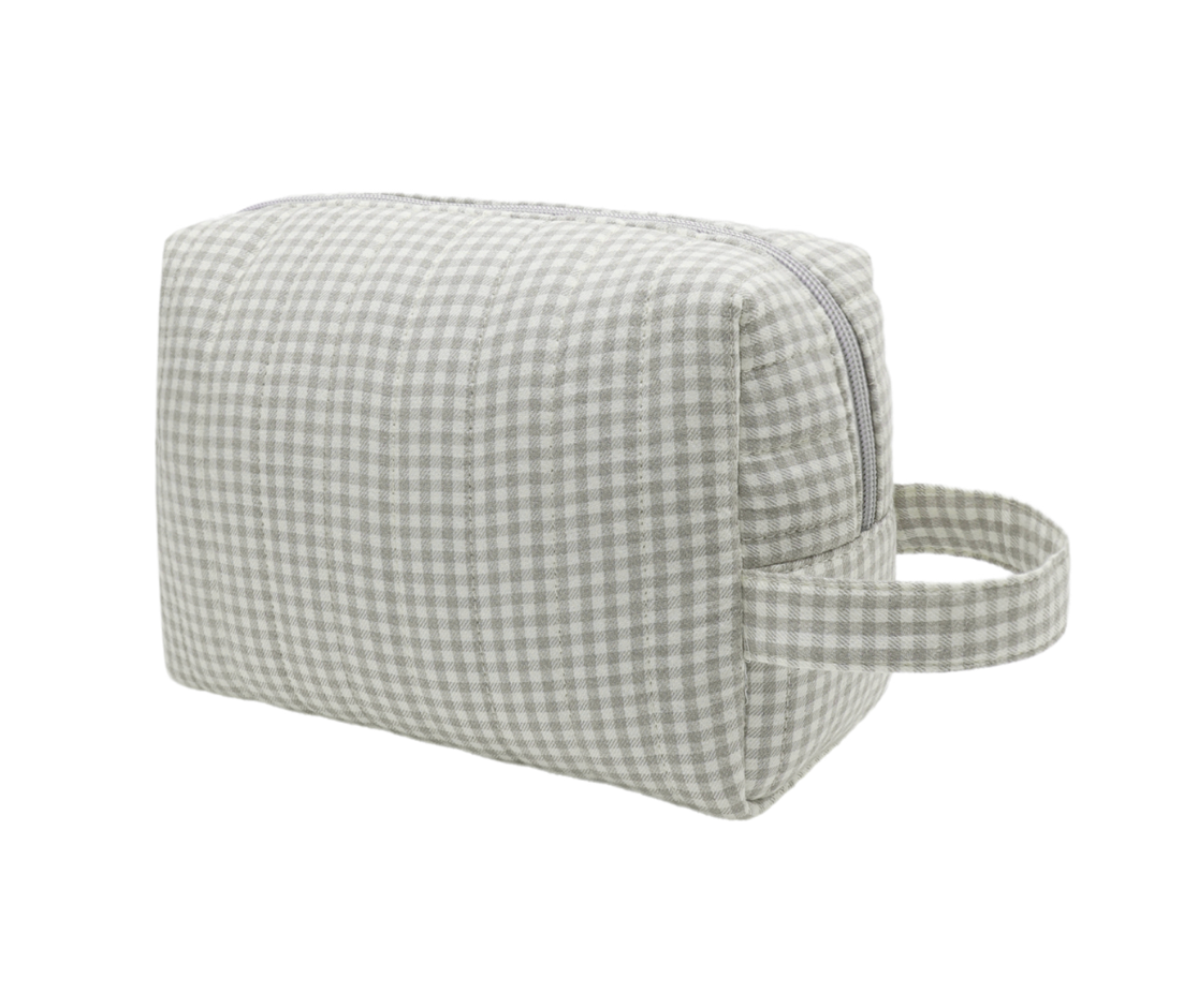 TOILETRY BAG SAGE GINGHAM