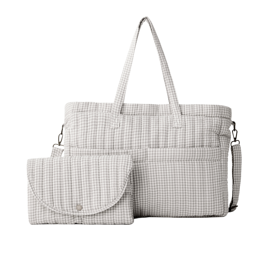 DIAPER BAG + CHANGING MAT SAGE GINGHAM