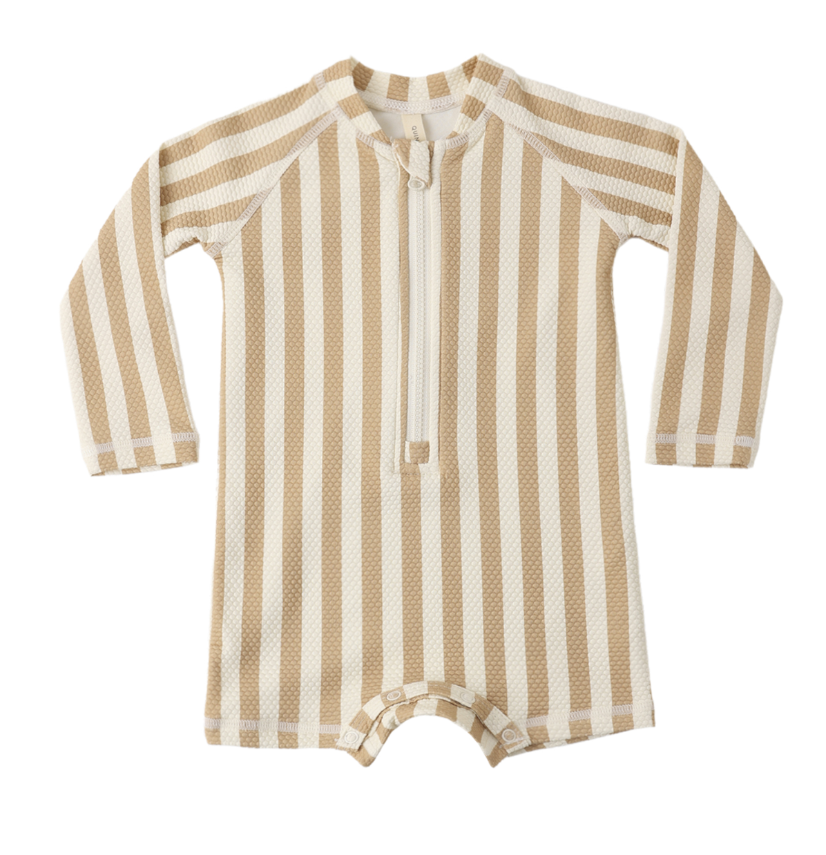 LONG SLEEVE ONE-PIECE RASHGUARD RETRO LATTE STRIPE