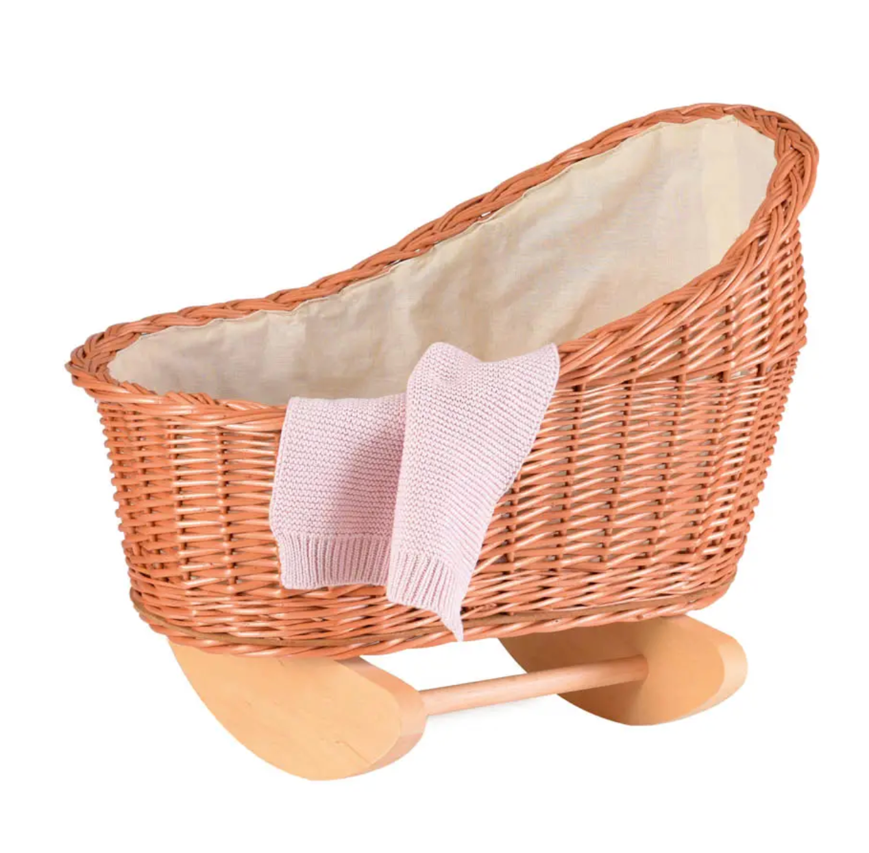 EGMONT WICKER CRADLE WITH KNITTED BLANKET