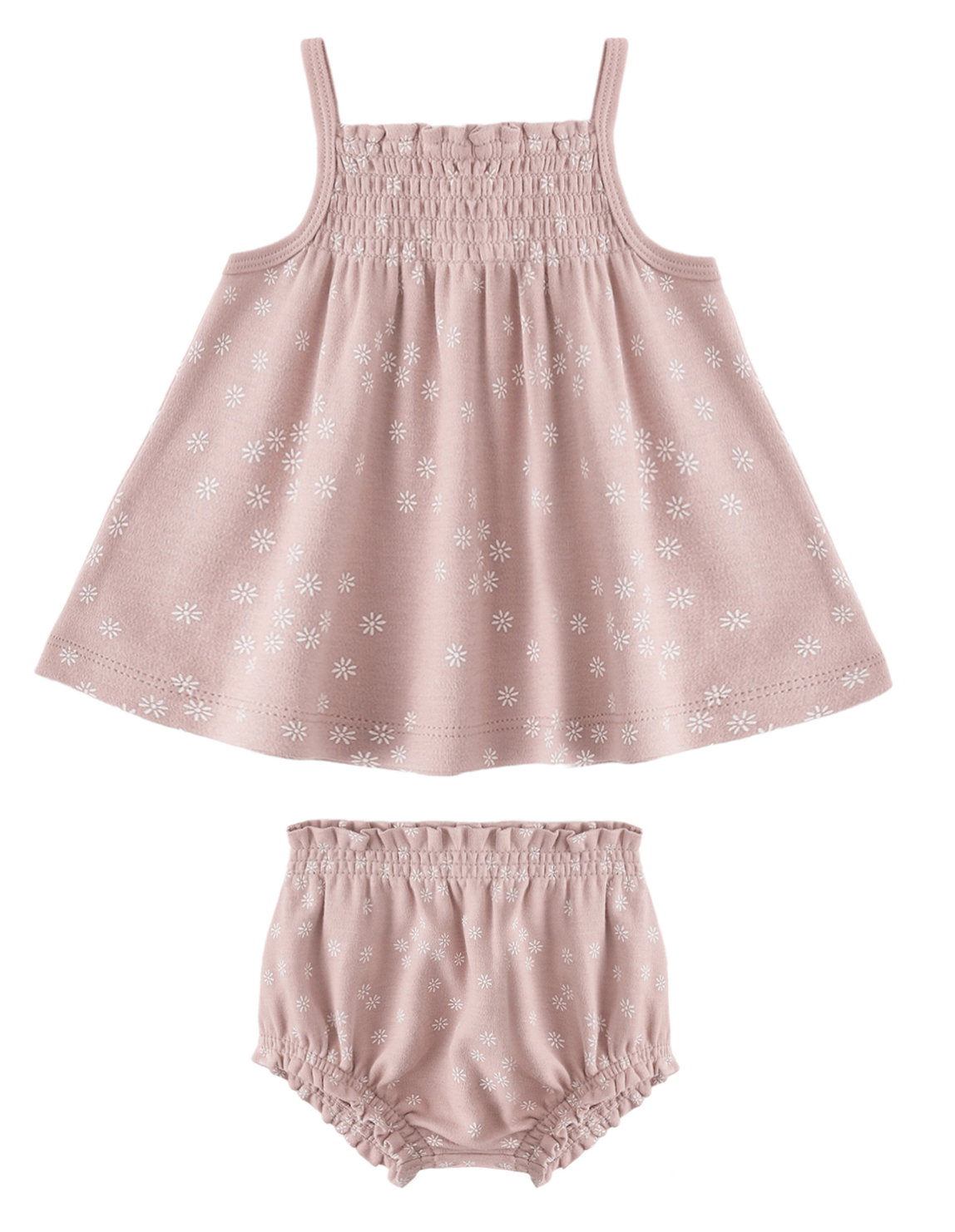 SMOCKED TANK + BLOOMER SET MAUVE DAISY
