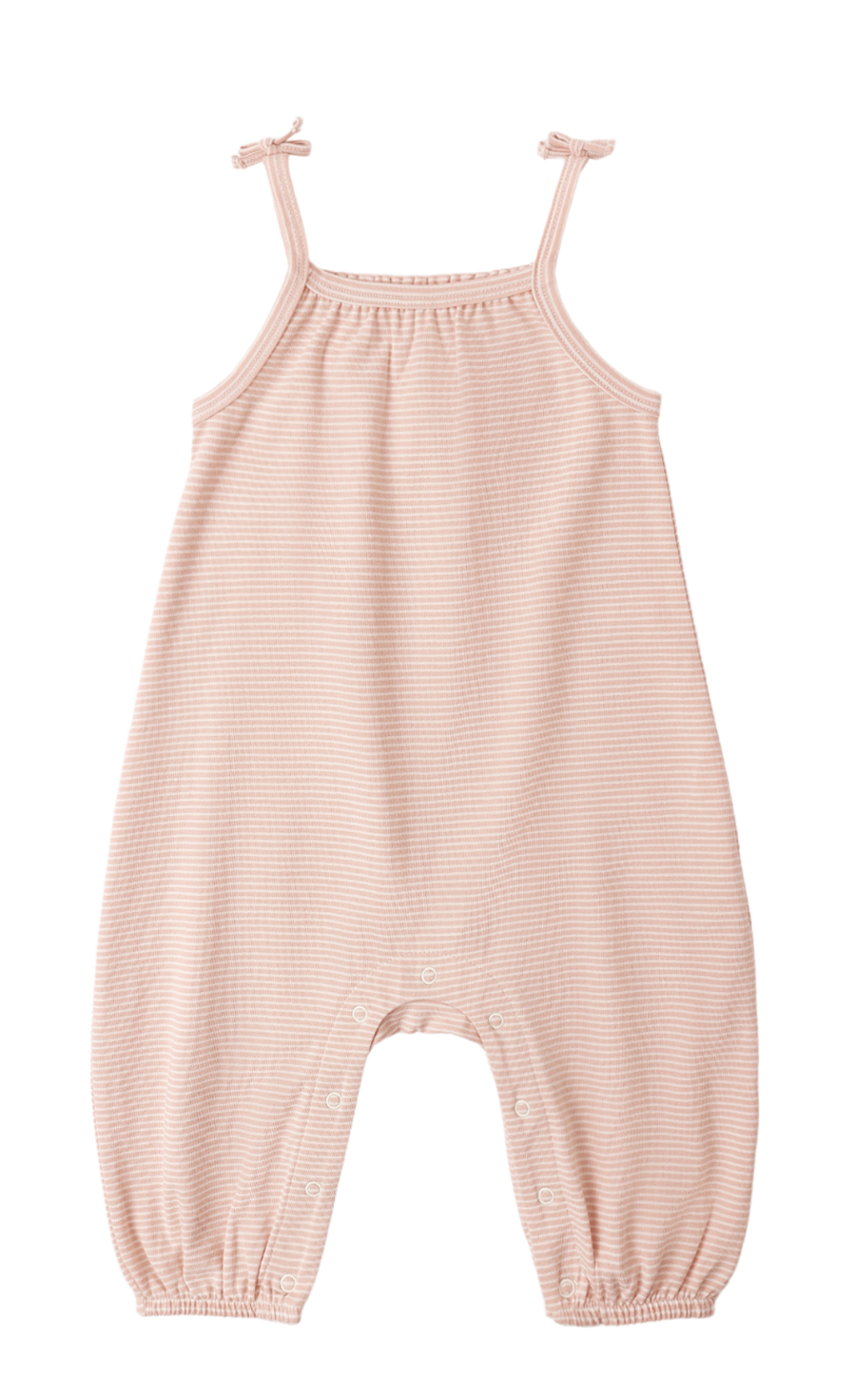 SMOCKED JUMPSUIT MELON MICRO STRIPE