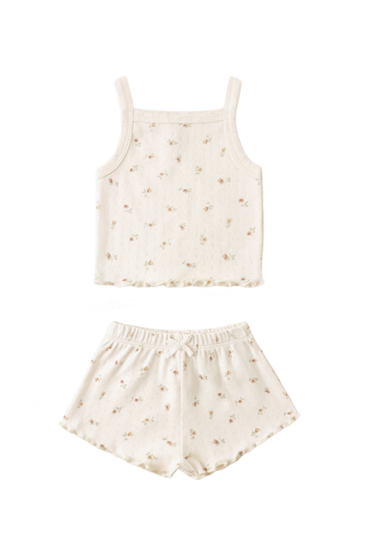 POINTELLE TANK + SHORTIE SET PETIT FLEUR