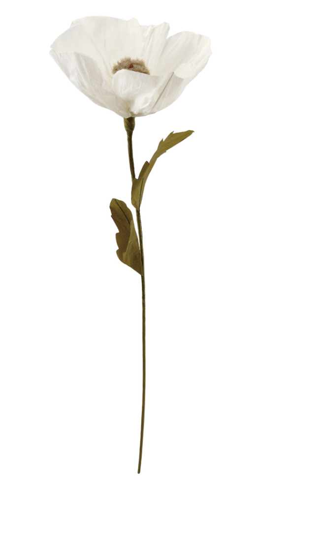 Paper Flower Pick, Green & Cream Color