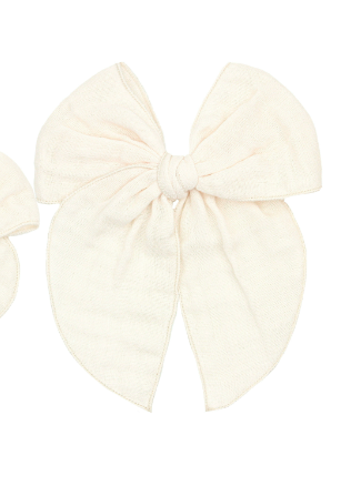 Cloud Muslin™ Heirloom Bow - Cream Clip - Large / Alligator Clip