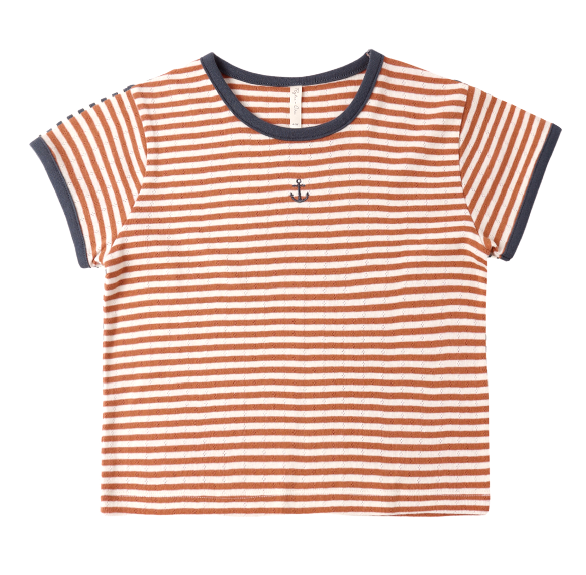 POINTELLE TEE POPPY STRIPE