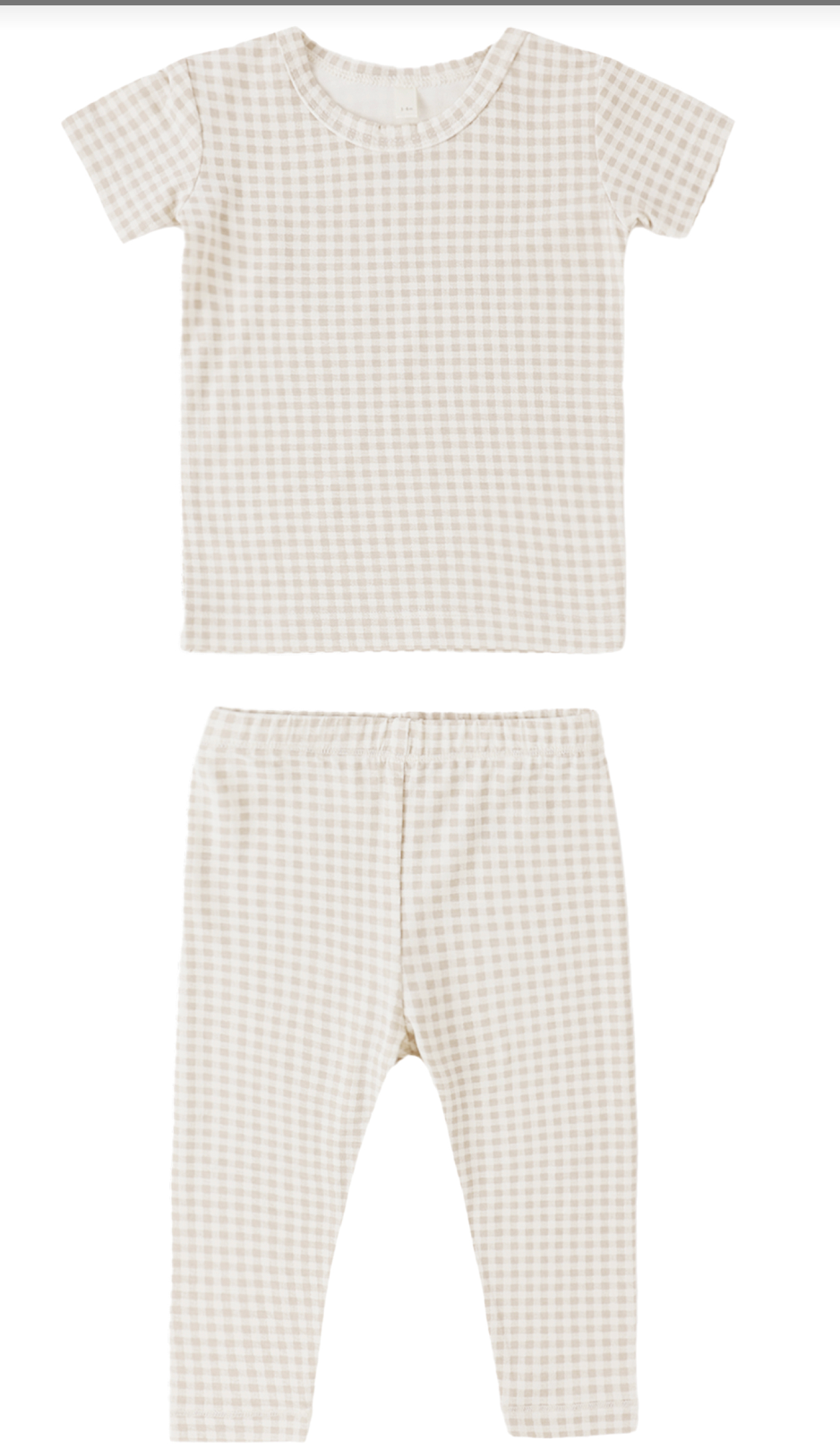 BAMBOO SHORT SLEEVE PAJAMA SET OAT GINGHAM