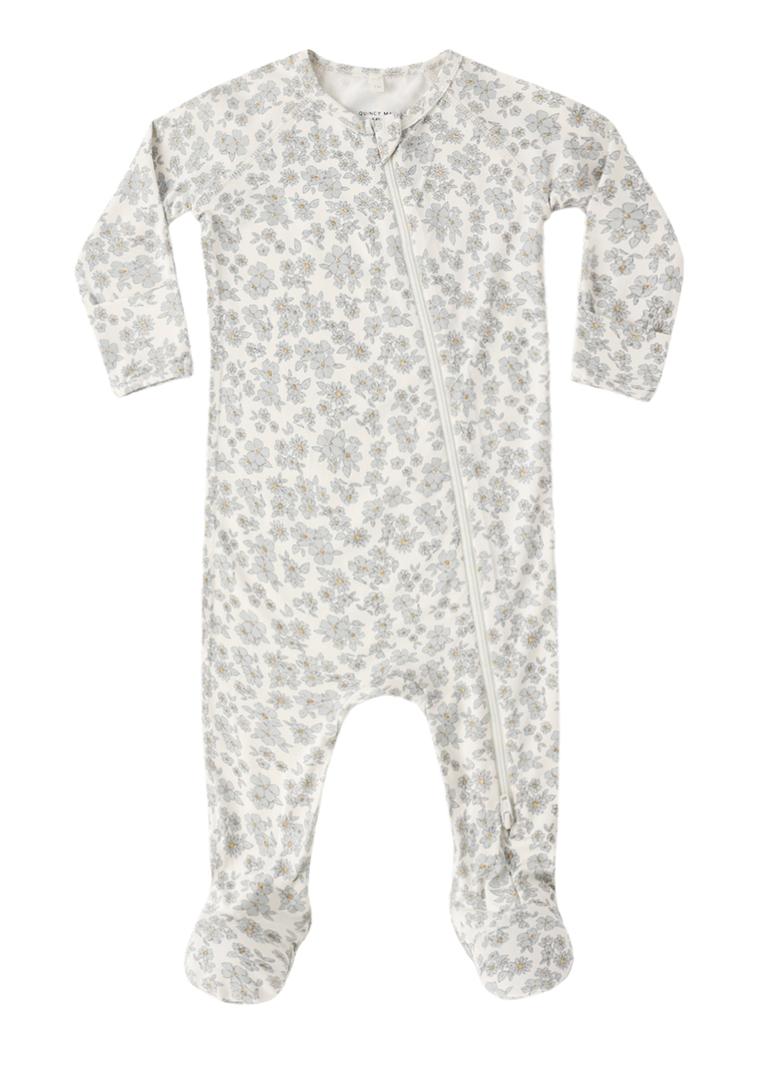BAMBOO ZIP FOOTIE BLUE FLORAL