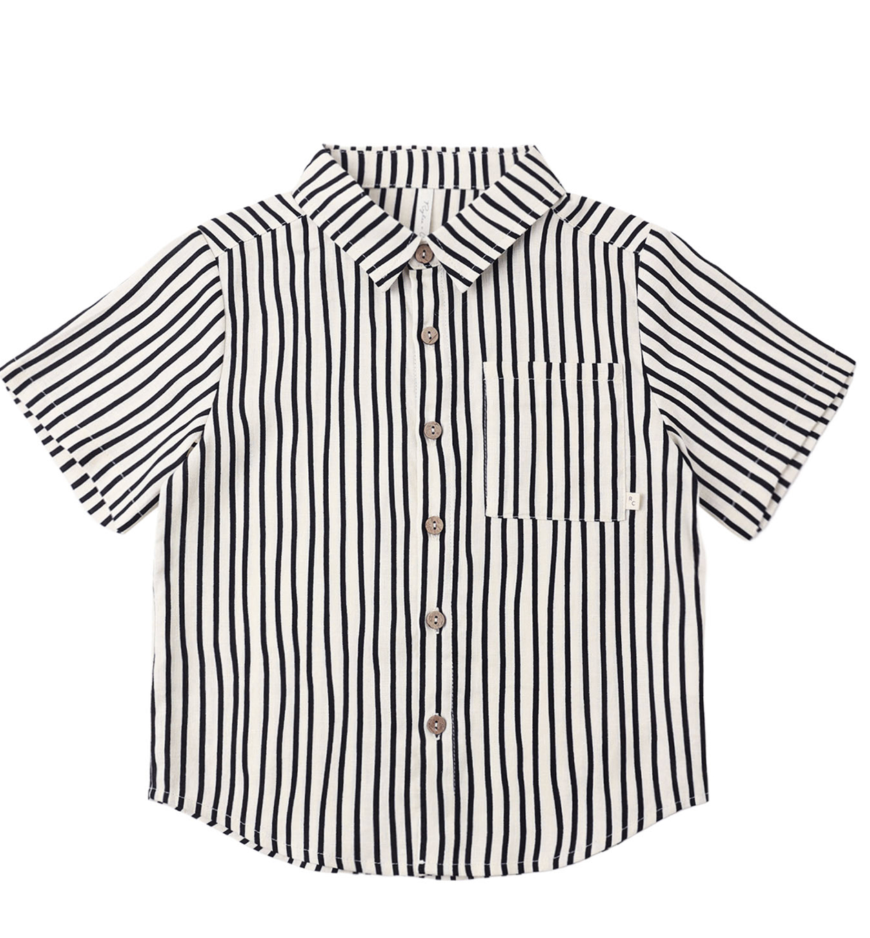 COLLARED SHORT SLEEVE SHIRT WAVY STRIPE