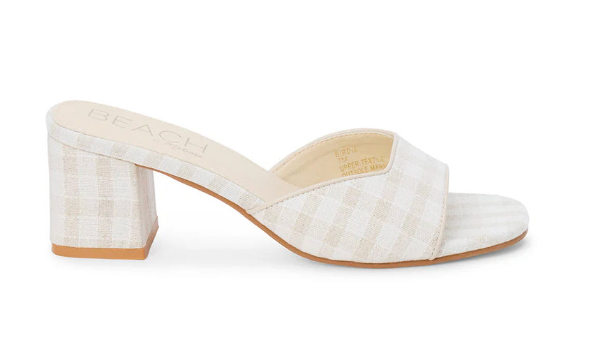 BIRDIE NATURAL CHECK HEEL