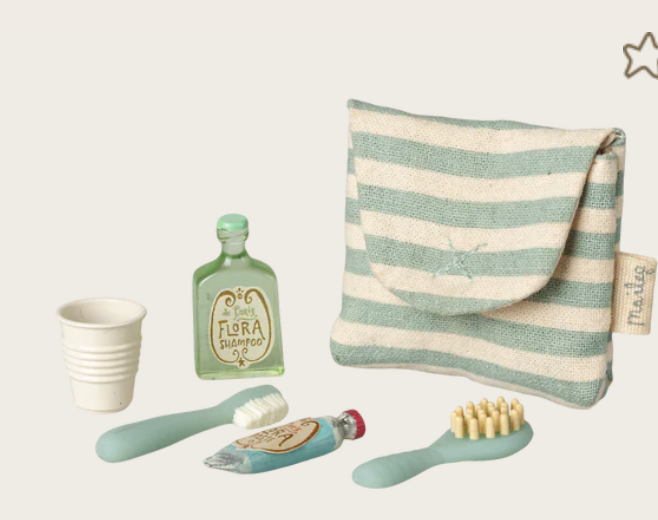 Toothbrush set in bag, Mouse - Blue stripe