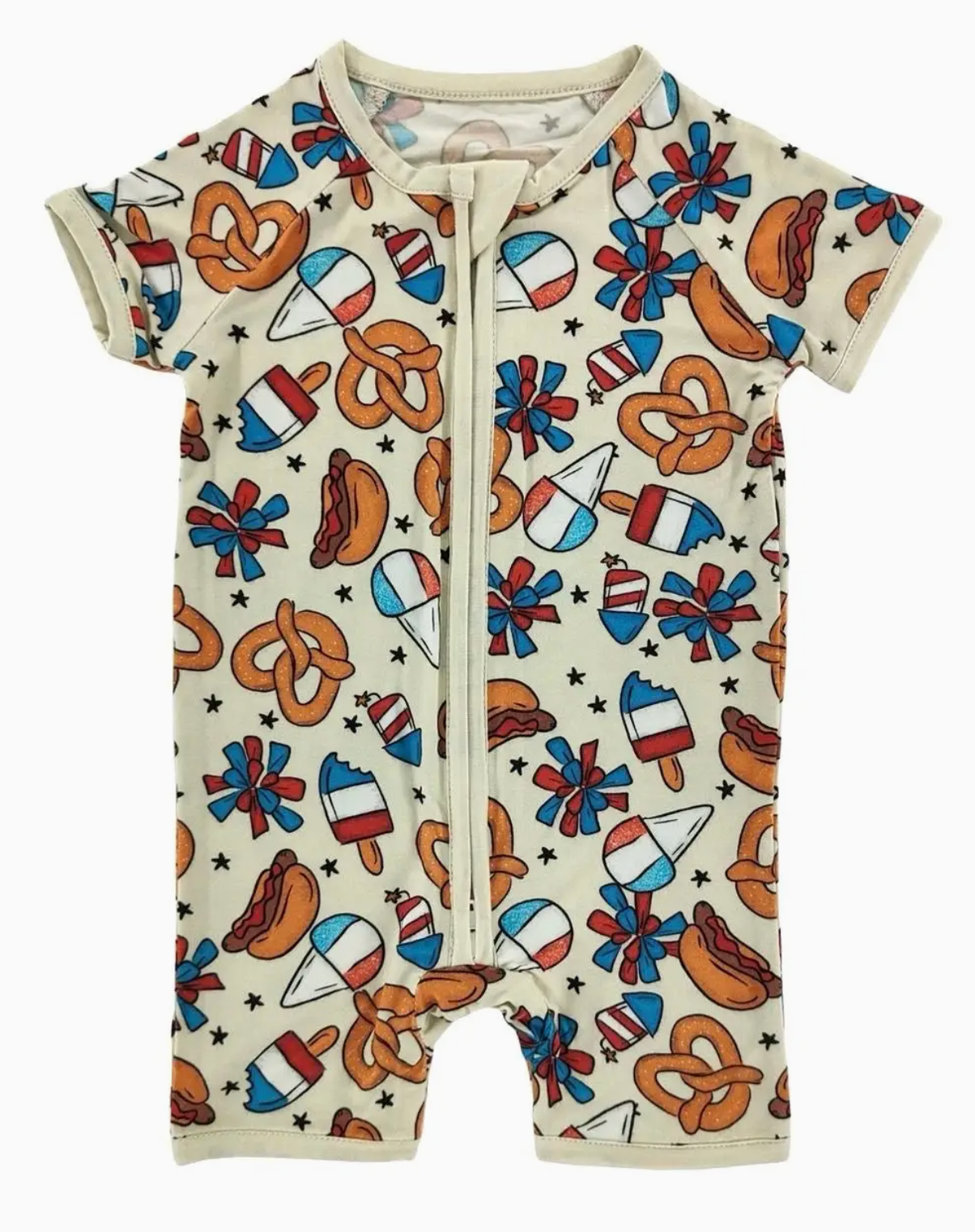 4th of July Snacks Bamboo Short Romper
