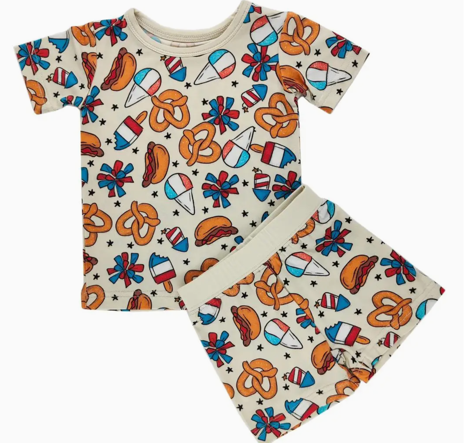 4th of July Snacks Bamboo Shorts Set