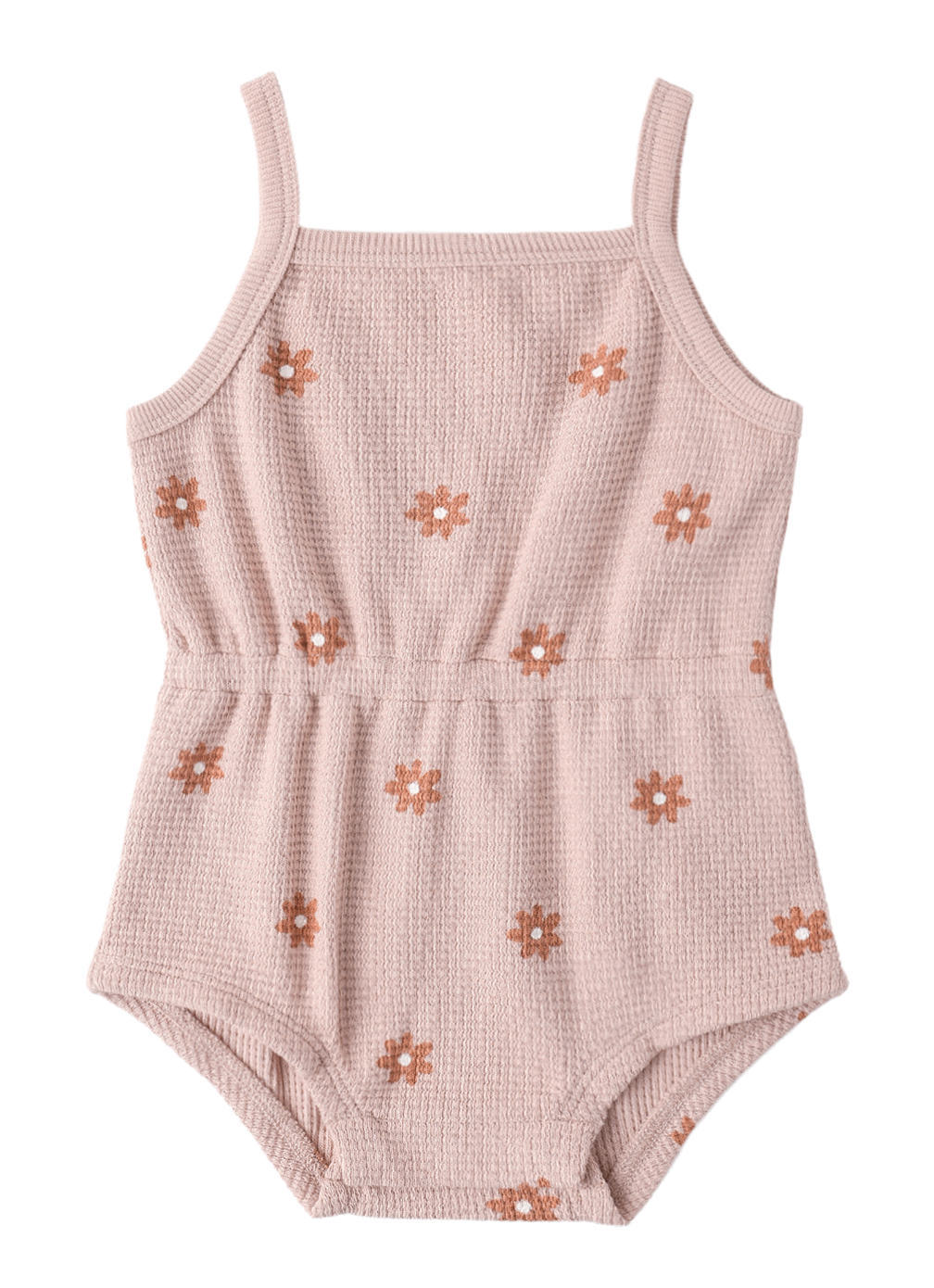 WAFFLE CINCH ROMPER PINK DAISY