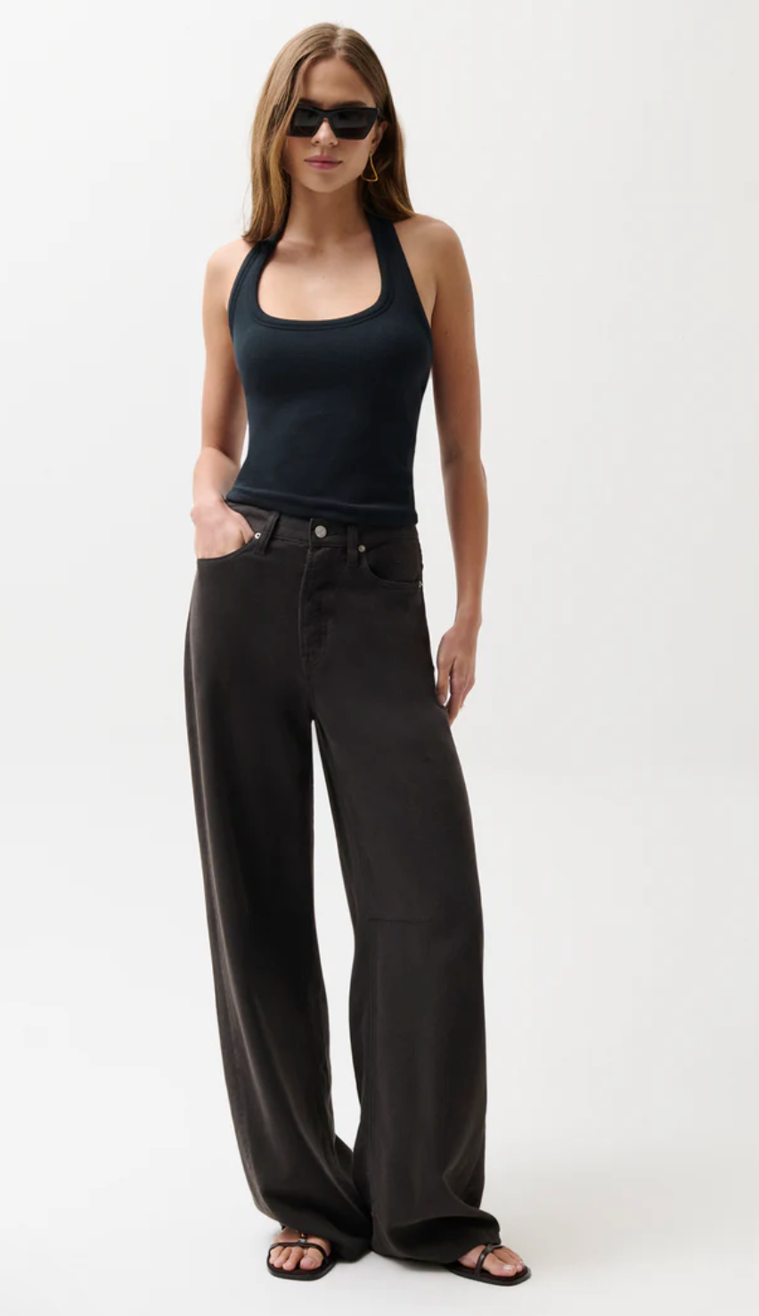 SYDNEY HIGH RISE LINEN BOWED WIDE LEG BRISTOL BLACK