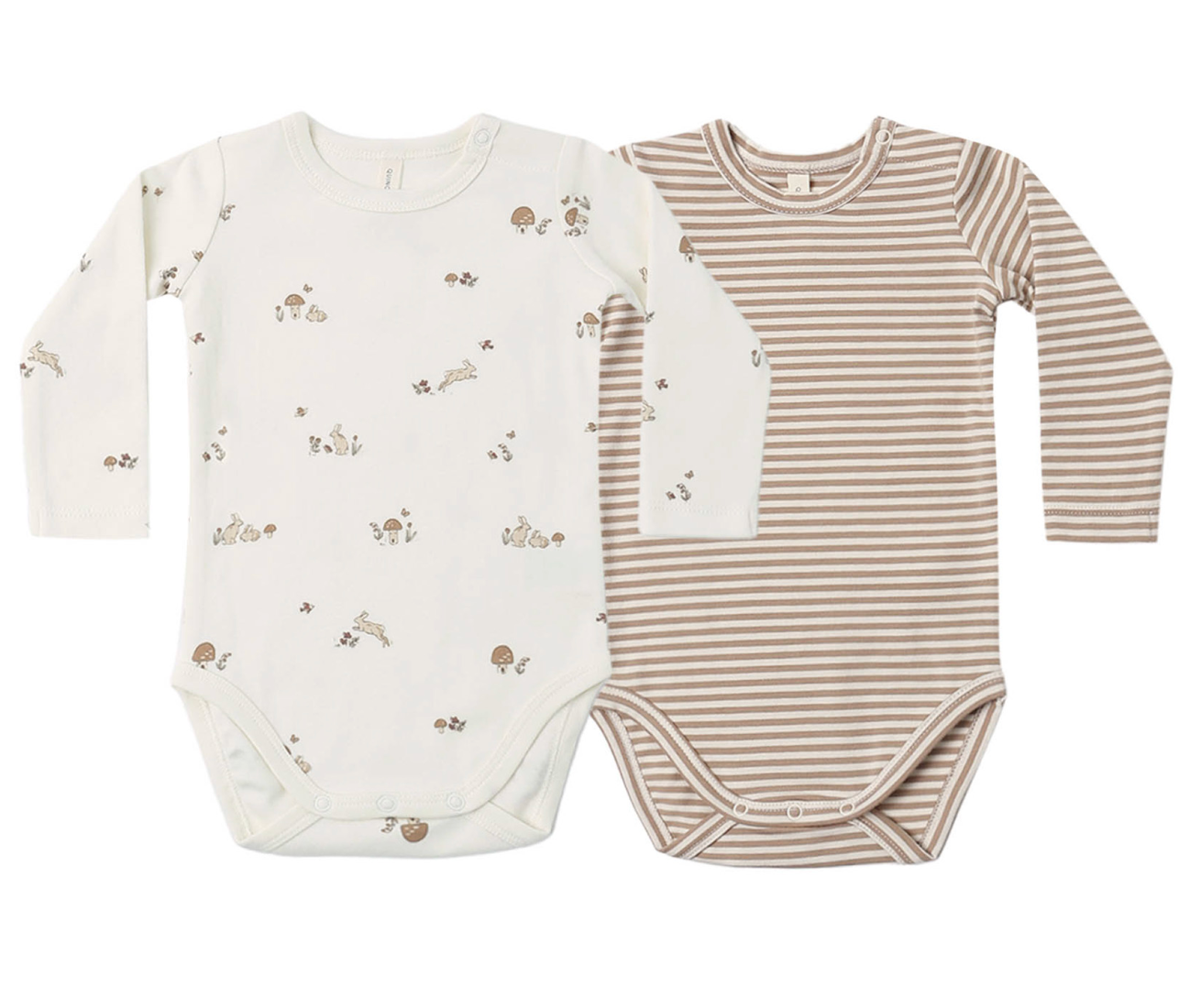 JERSEY BODYSUIT, 2 PACK BUNNIES, ALMOND STRIPE