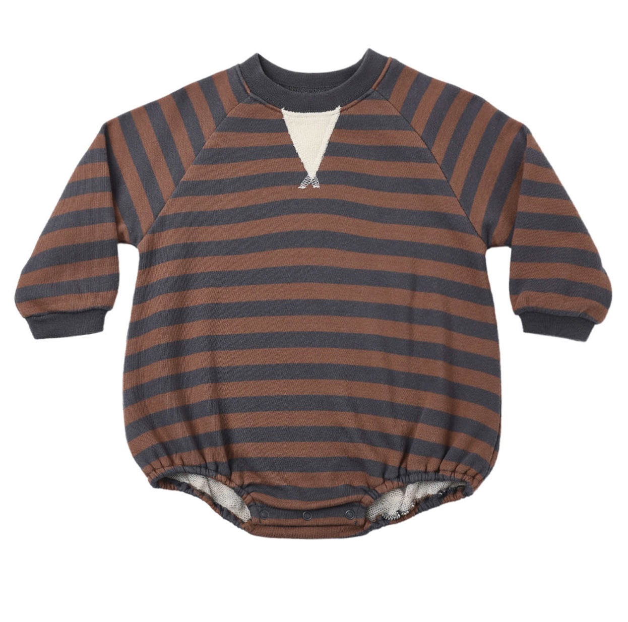 CREW NECK ROMPER MULBERRY STRIPE