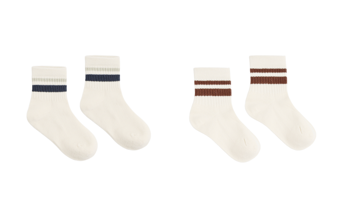 STRIPE SOCKS, 2-PACK FOG, MULBERRY