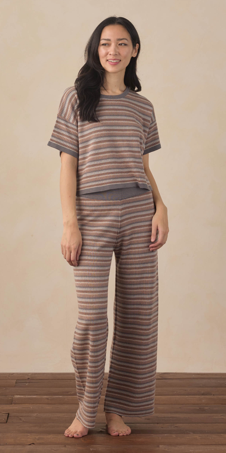 WOMEN'S KNIT WIDE LEG MULTI-STRIPE