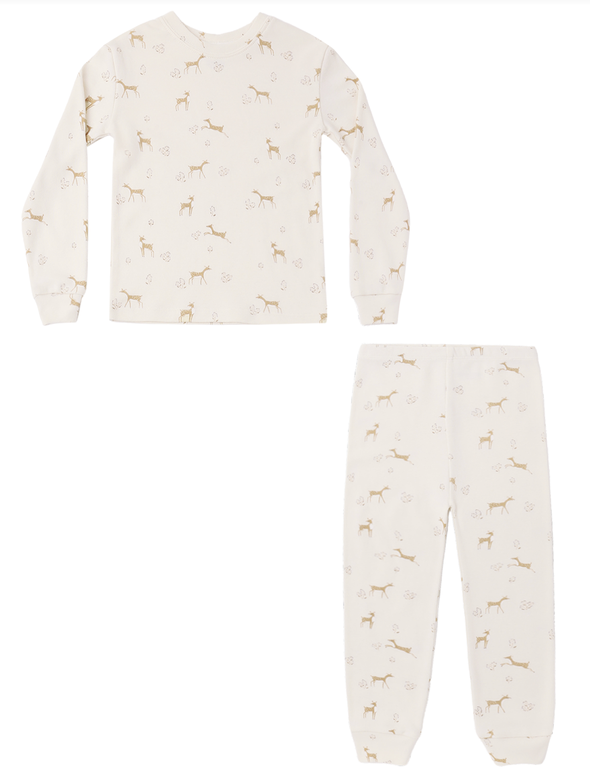 ORGANIC LONG SLEEVE PAJAMA SET FAWNS