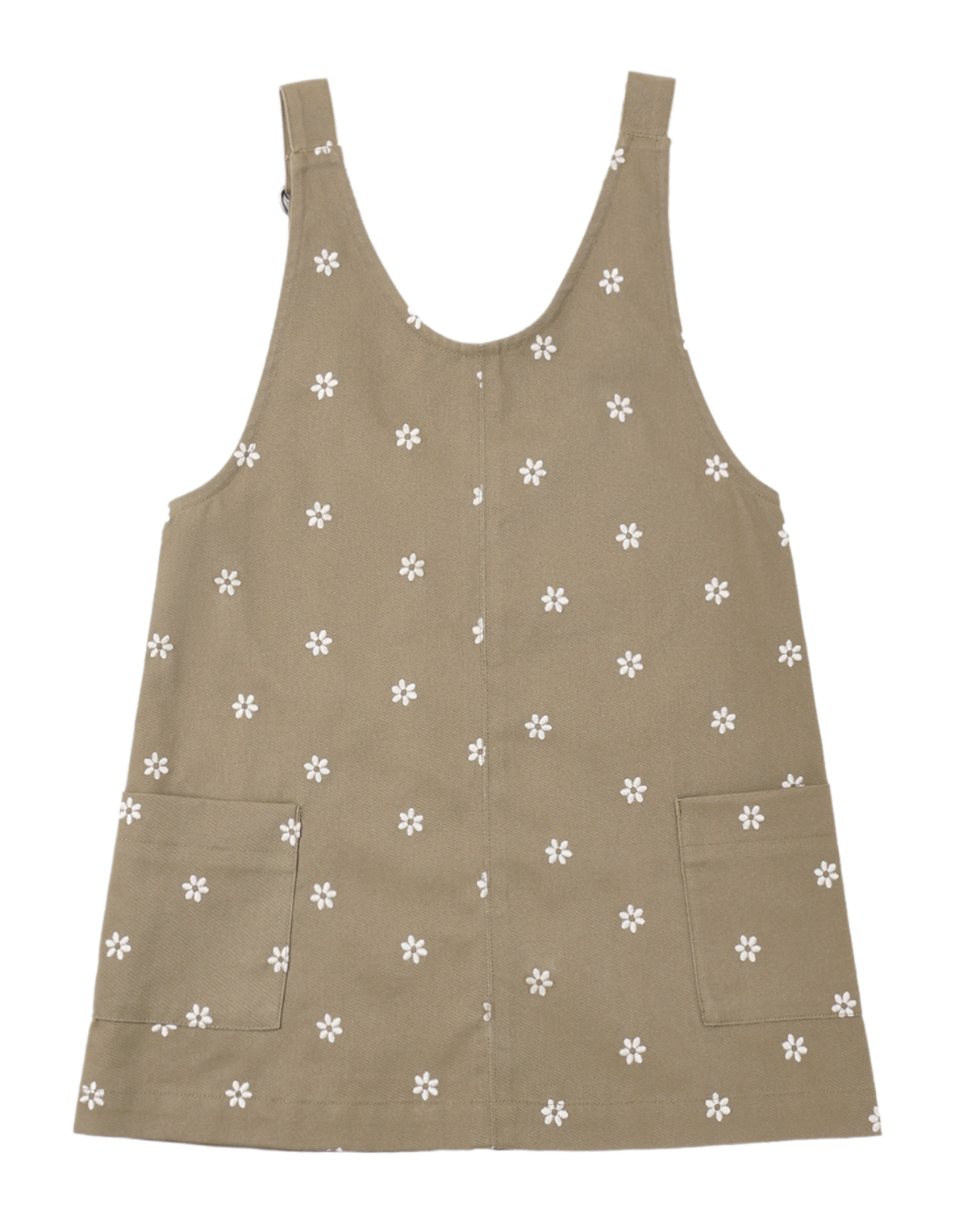 V-NECK OVERALL DRESS EMBROIDERED DAISIES