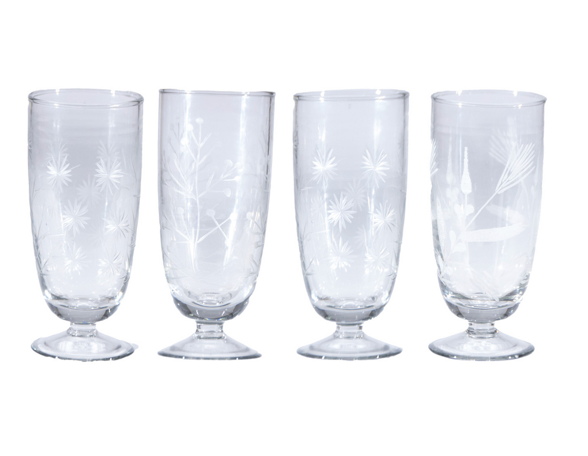8 oz. Hand-Blown Stemmed Drinking Glass, 4 Styles