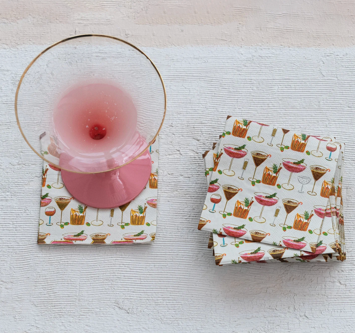 Paper Cocktail Napkins with Cocktail Pattern (Contains 50 Pieces)