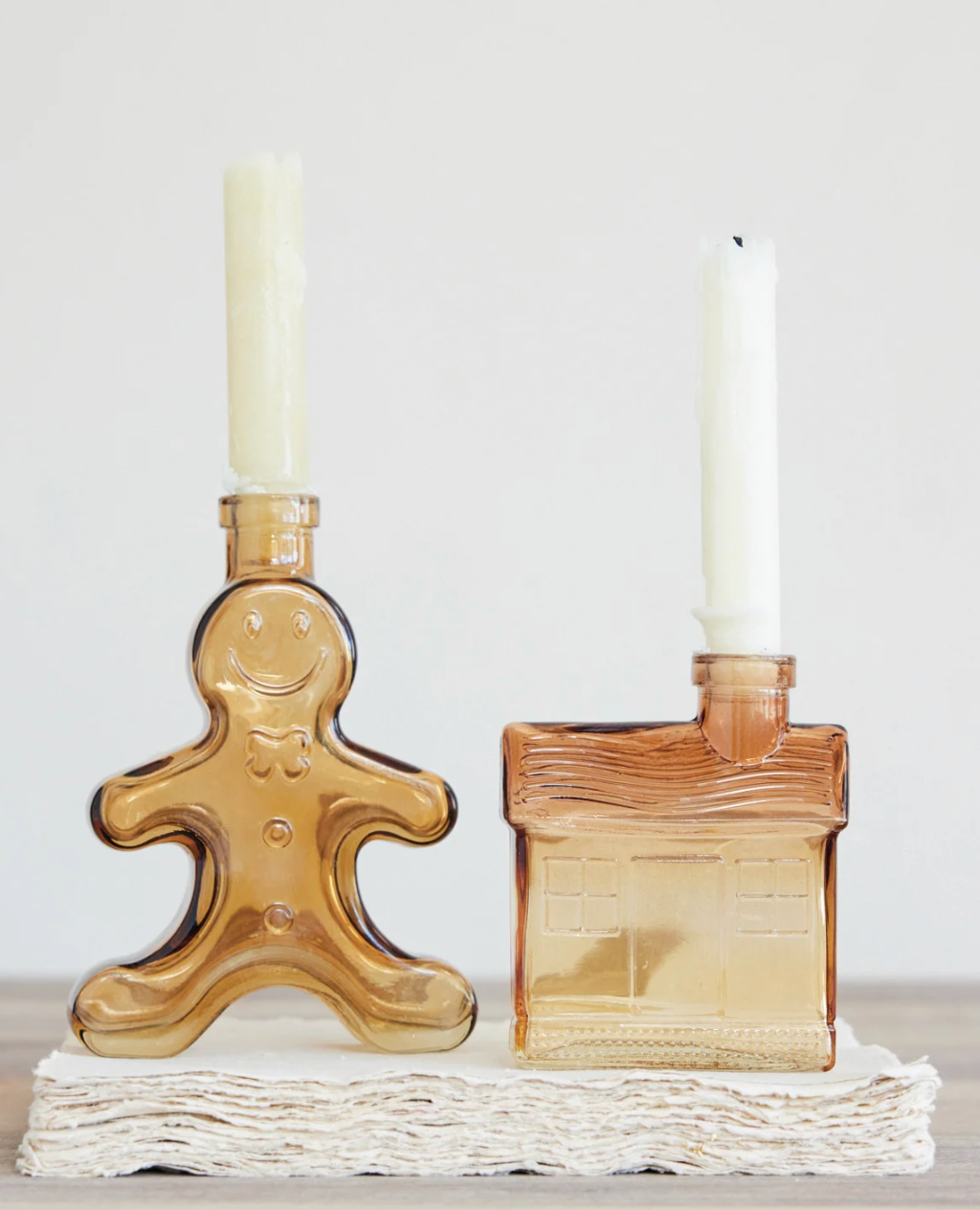 Glass Gingerbread Shaped Taper Holder/Vase