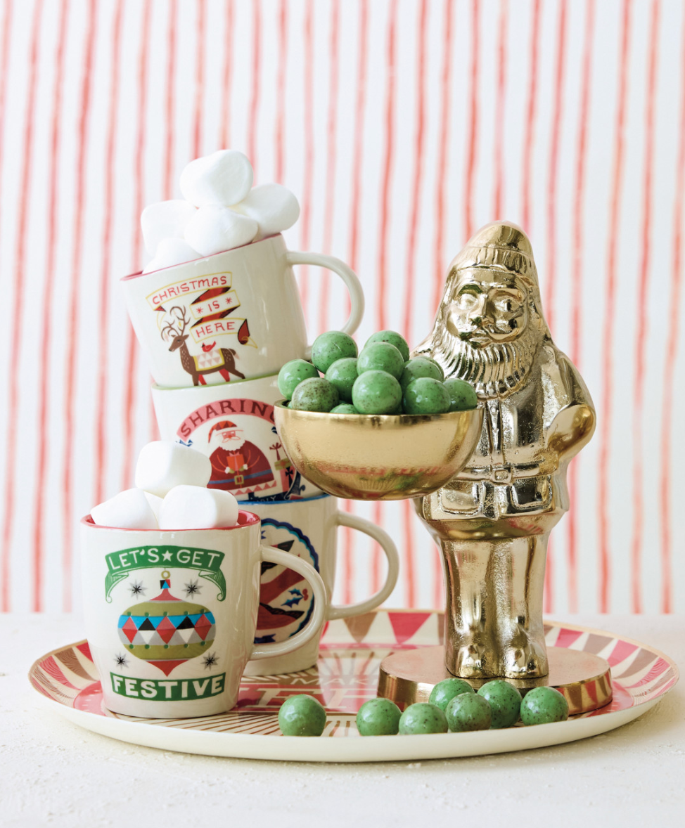 Cast Aluminum Santa Holding Bowl