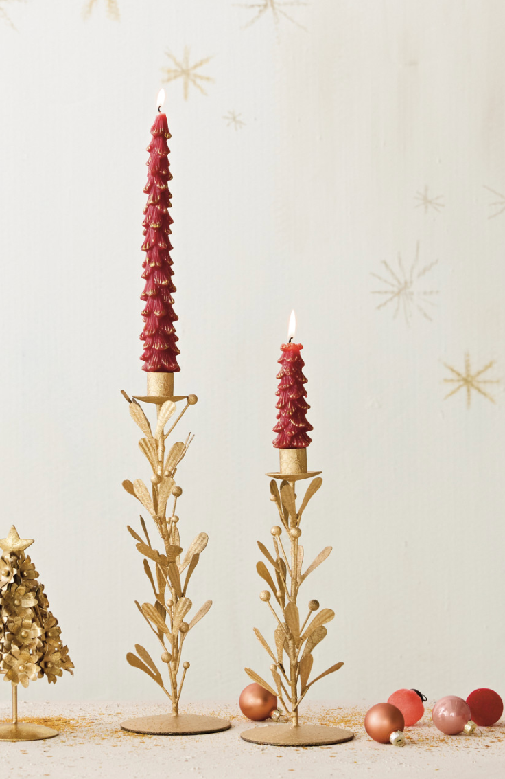 Handmade Metal & Acrylic Bead Mistletoe Taper Holder