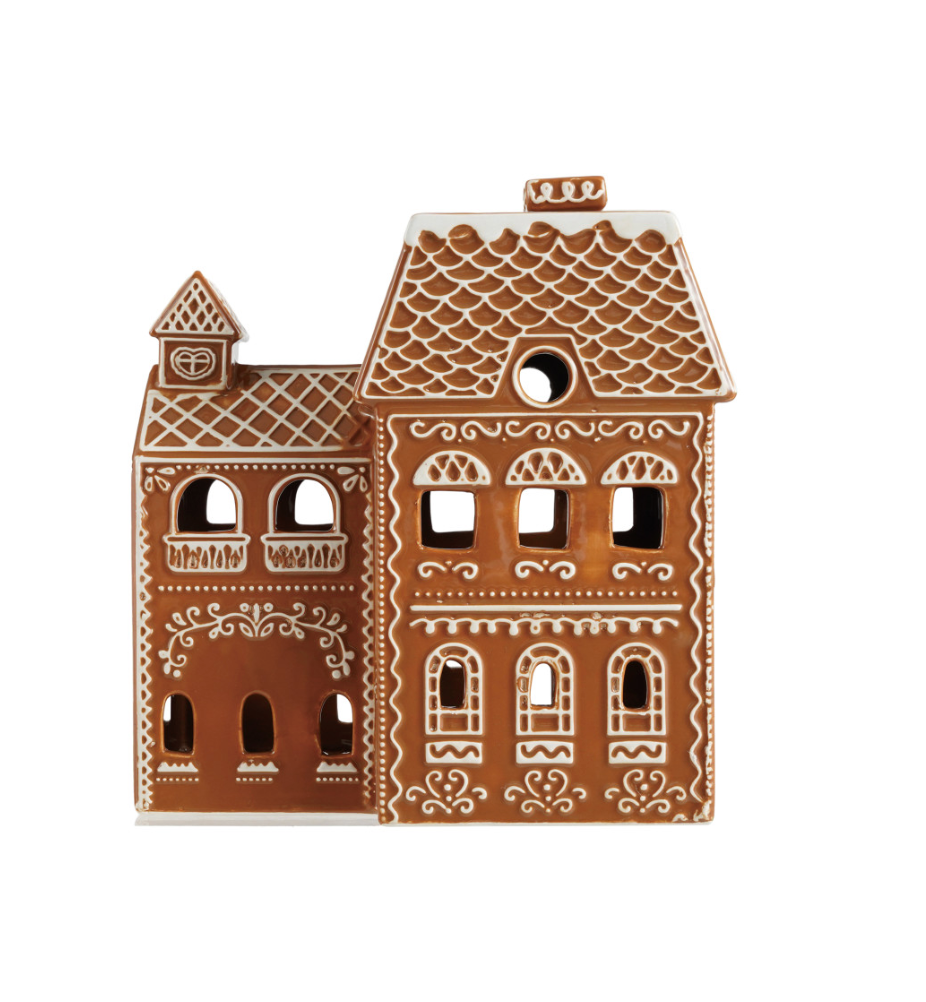Hand-Painted Ceramic Gingerbread House with Embossed Design