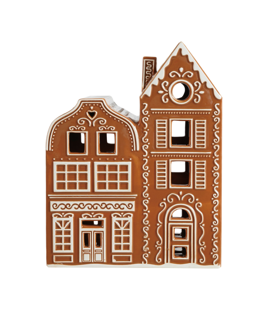Hand-Painted Ceramic Gingerbread House with Embossed Design