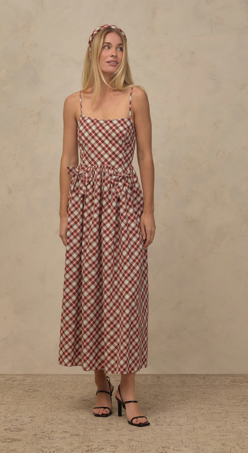 WOMEN'S BEATRICE MIDI DRESS HOLIDAY TARTAN