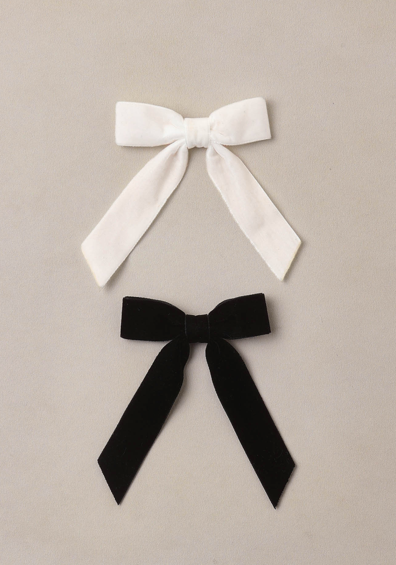 VELVET BOWS SET BLACK, IVORY