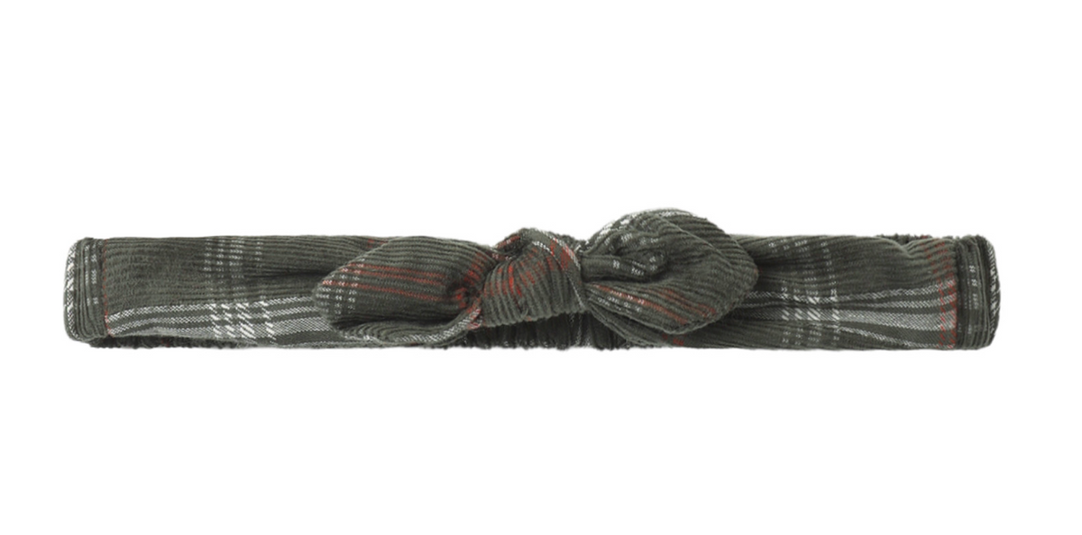BABY BOW HEADBAND HOLIDAY PLAID