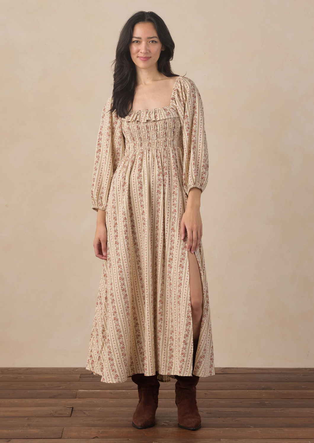 WOMEN'S MAGNOLIA DRESS FLORAL STRIPE