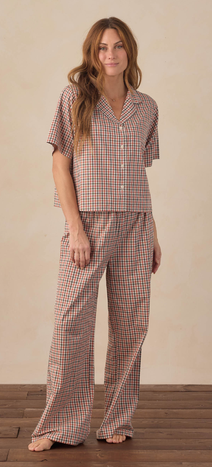 WOMEN'S WOVEN PAJAMA SET HOLIDAY GINGHAM