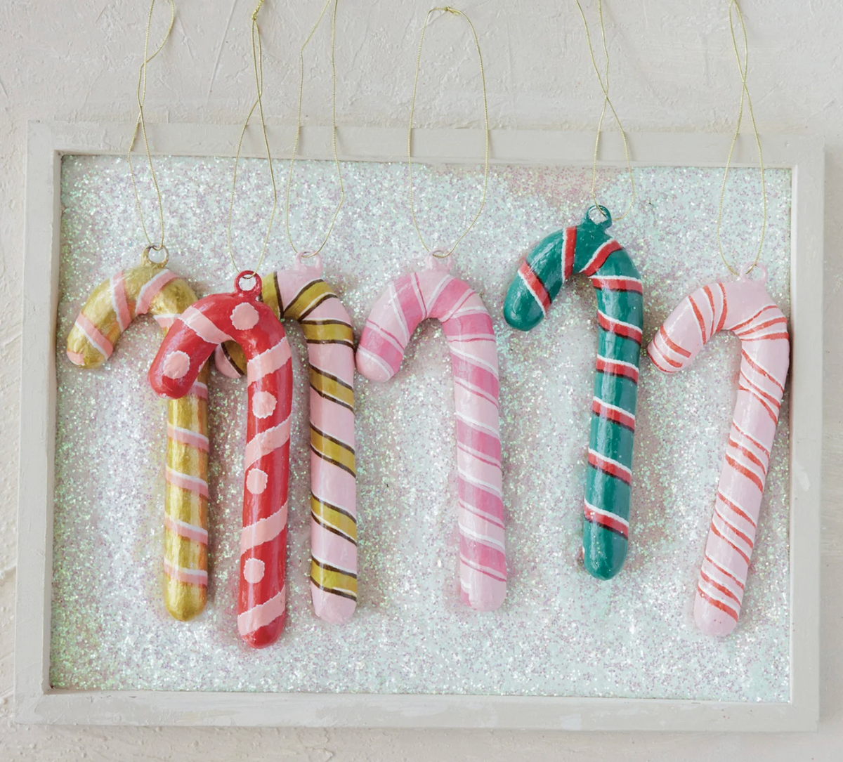 Metal & Paper Mache Candy Cane Ornament, 6 Styles