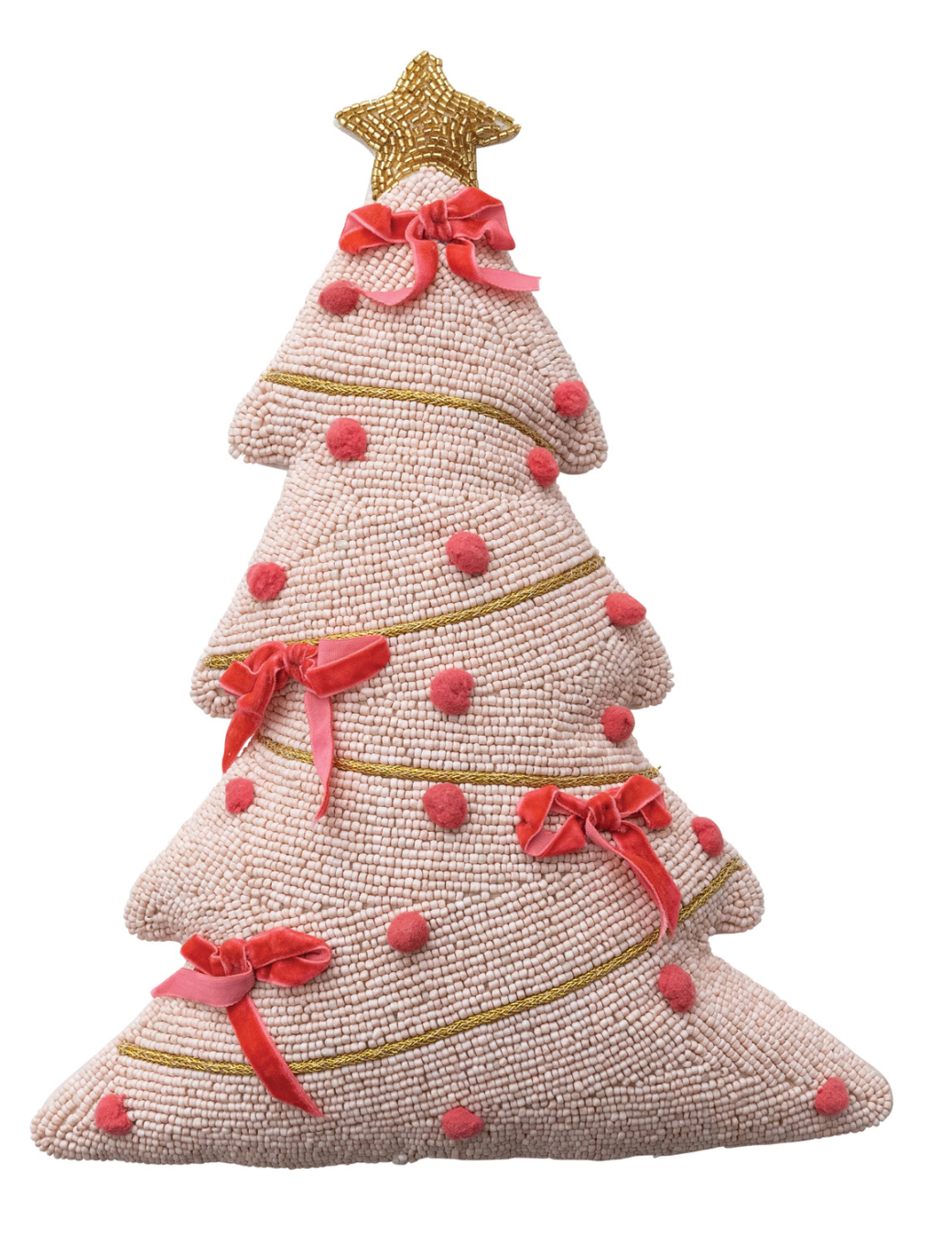 Beaded Tree Shaped Pillow with Hand-Embroidery